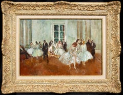Danseuses au foyer - Post Impressionist Figurative Interior Oil by Marcel Cosson