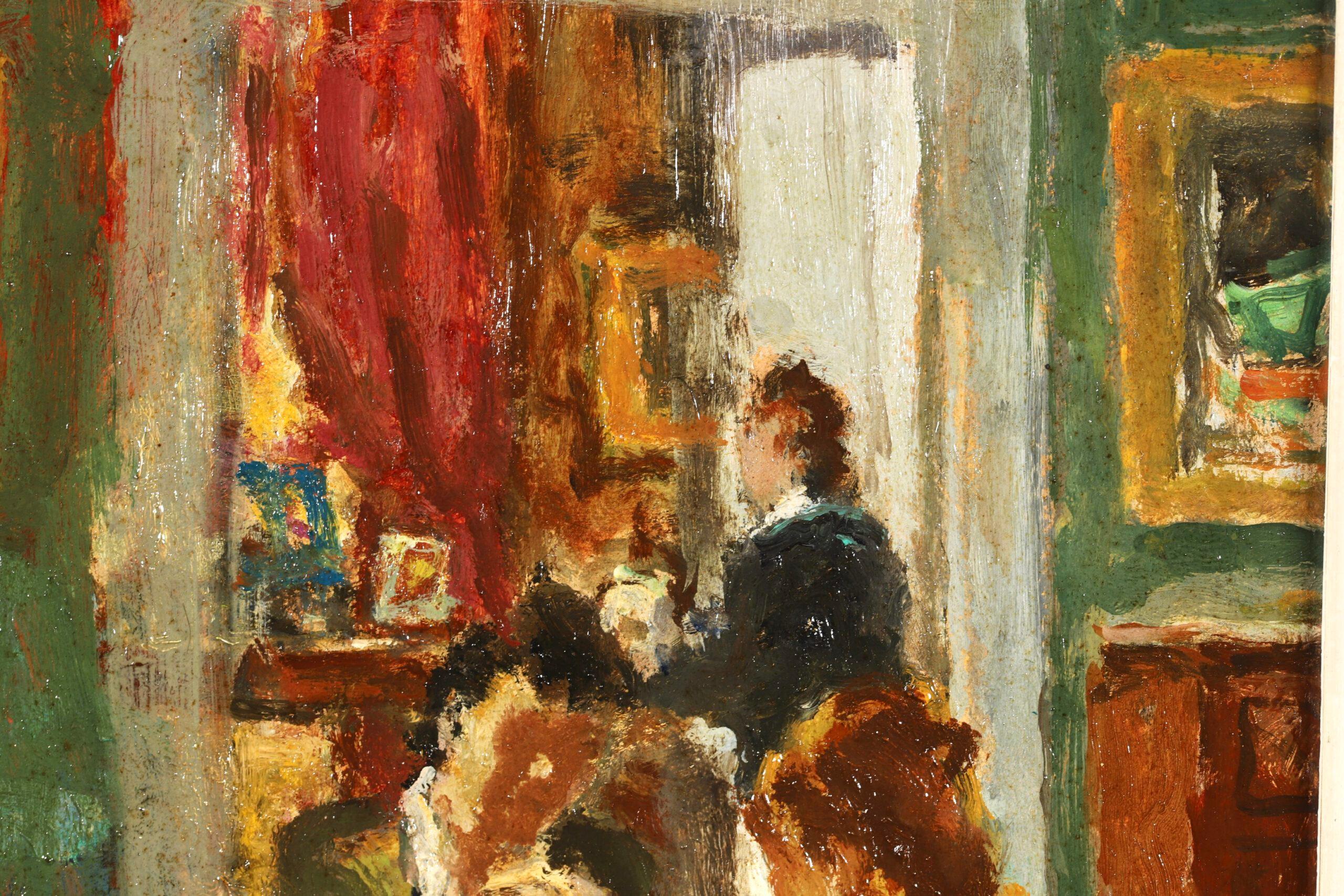 Figures in an Interior - Post Impressionist Figures Oil Painting - Marcel Cosson 2