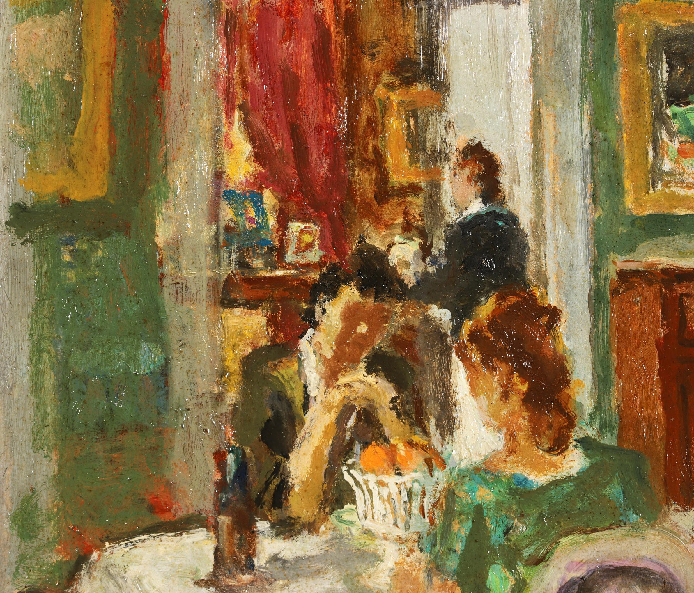 Figures in an Interior - Post Impressionist Figures Oil Painting - Marcel Cosson 3