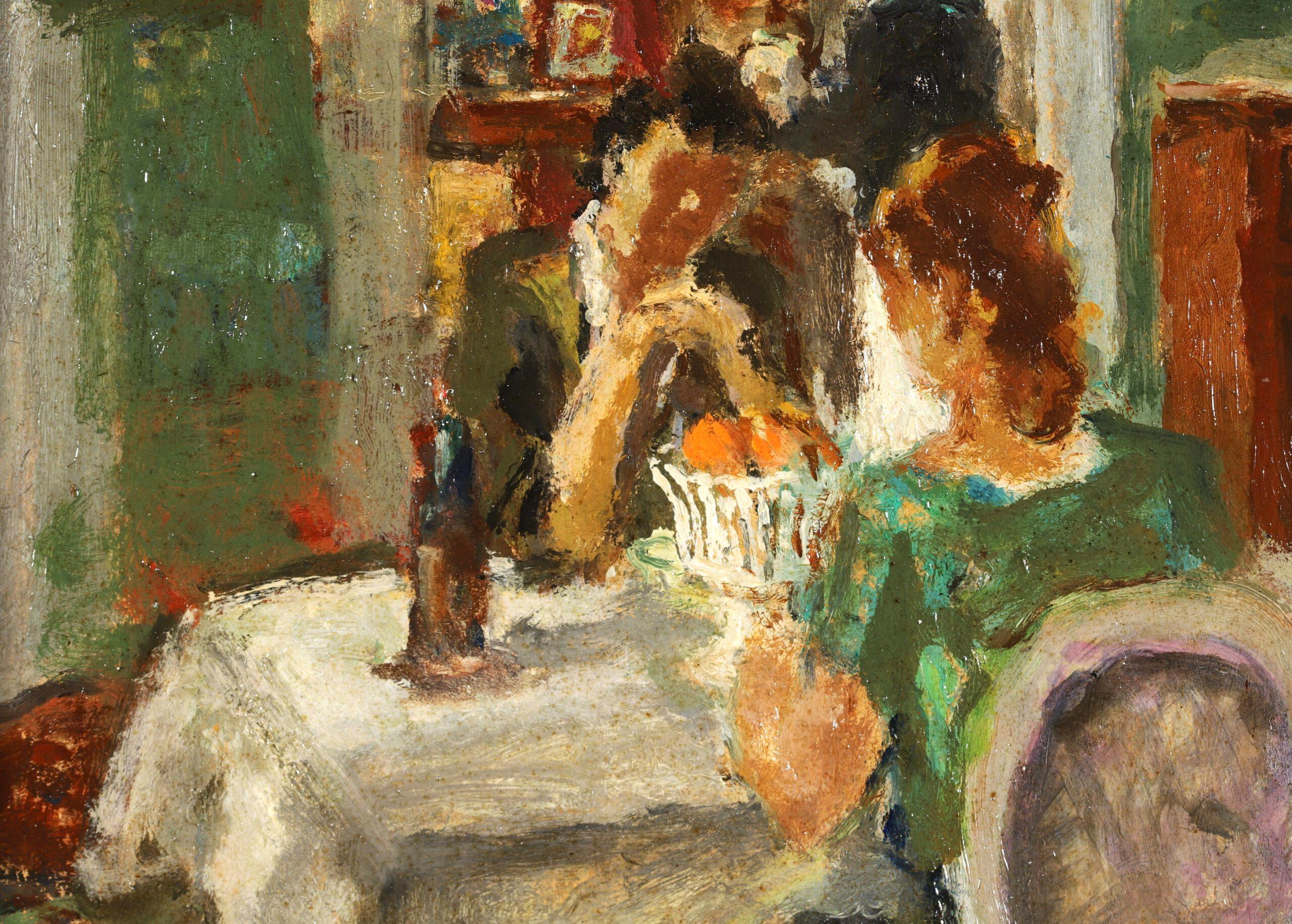 Figures in an Interior - Post Impressionist Figures Oil Painting - Marcel Cosson 7