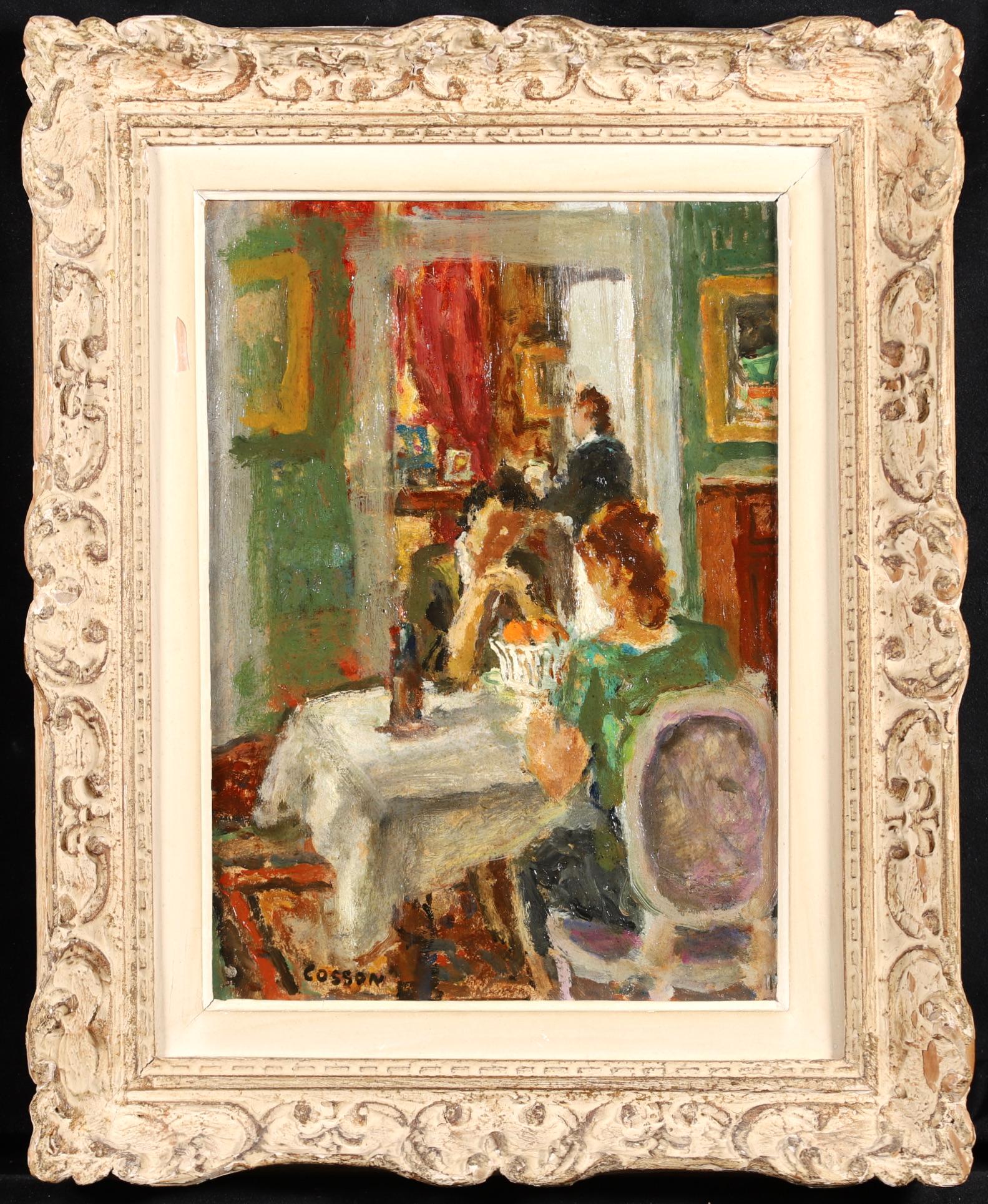Figures in an Interior - Post Impressionist Figures Oil Painting - Marcel Cosson