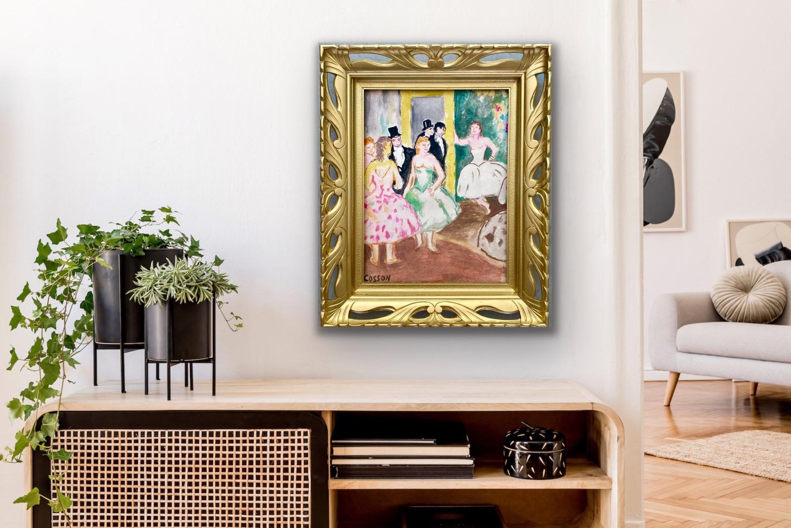 French Post Impressionist gouache painting - L'Opéra - Degas Dancers Dance 1930s - Painting by Jean-Louis-Marcel Cosson
