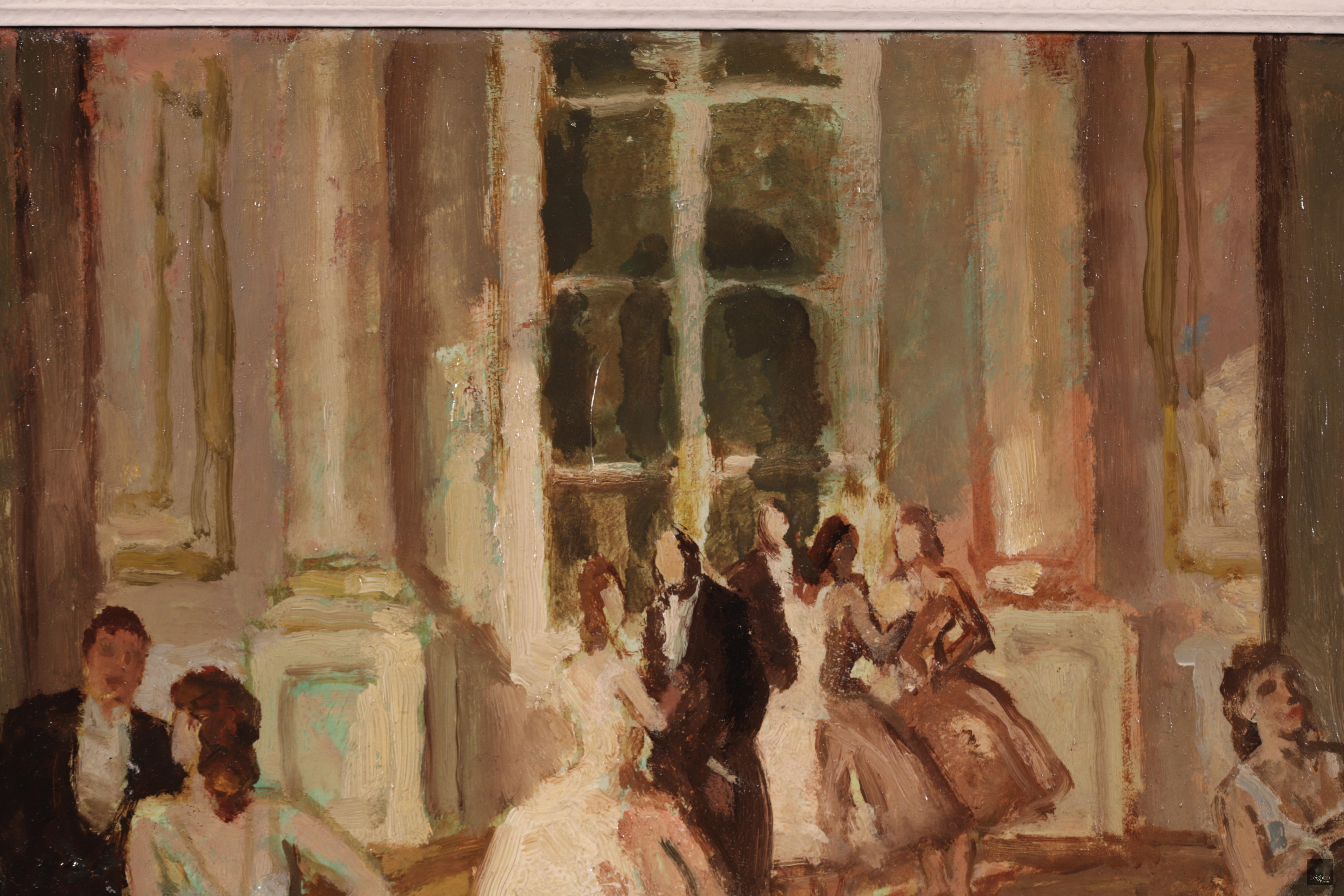 Le foyer de l'opéra - Huile post-impressionniste, Figures dans l'intérieur - Marcel Cosson 4