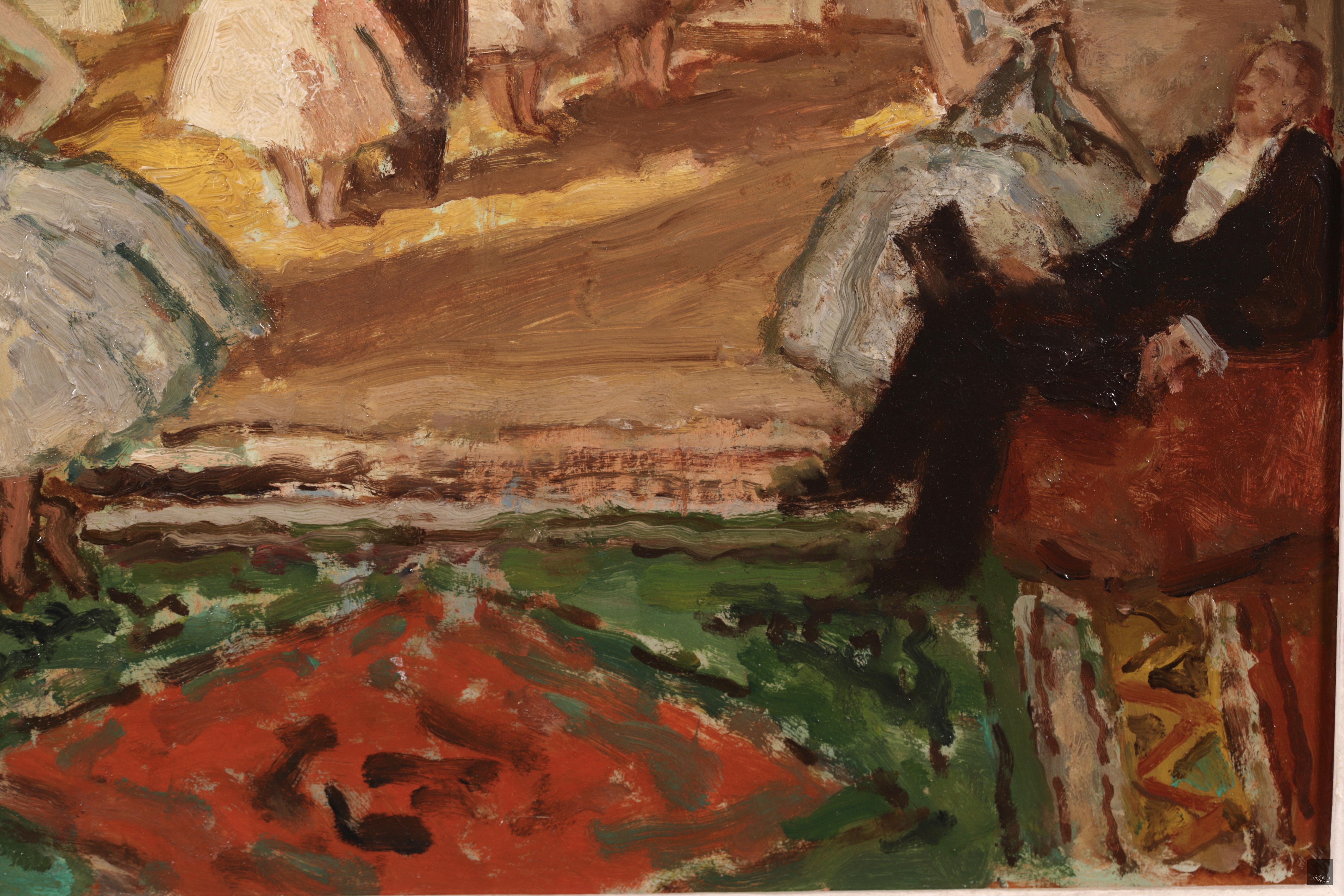 Le foyer de l'opera - Olio post impressionista, Figure in interni - Marcel Cosson 1