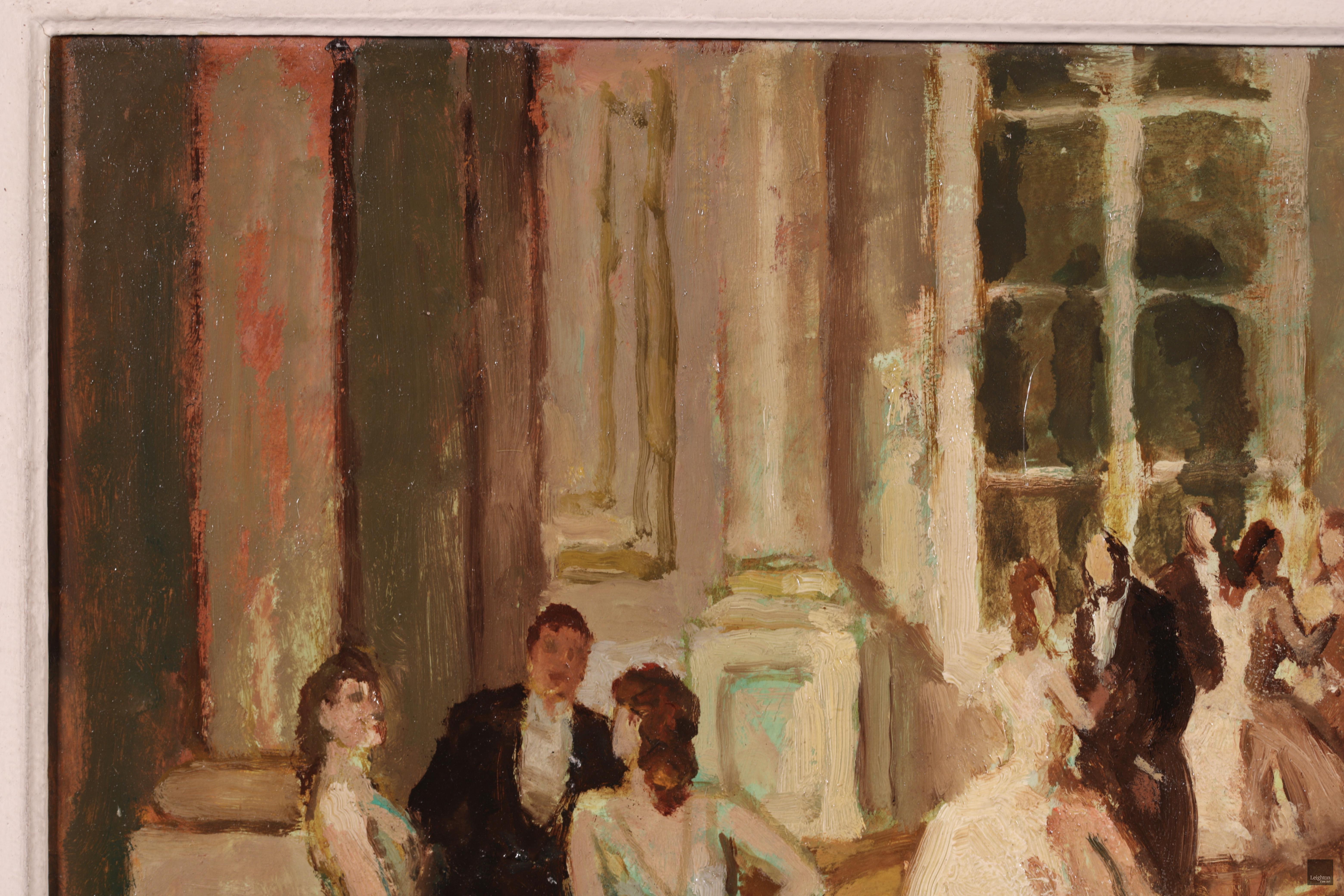 Le foyer de l'opéra - Huile post-impressionniste, Figures dans l'intérieur - Marcel Cosson 3