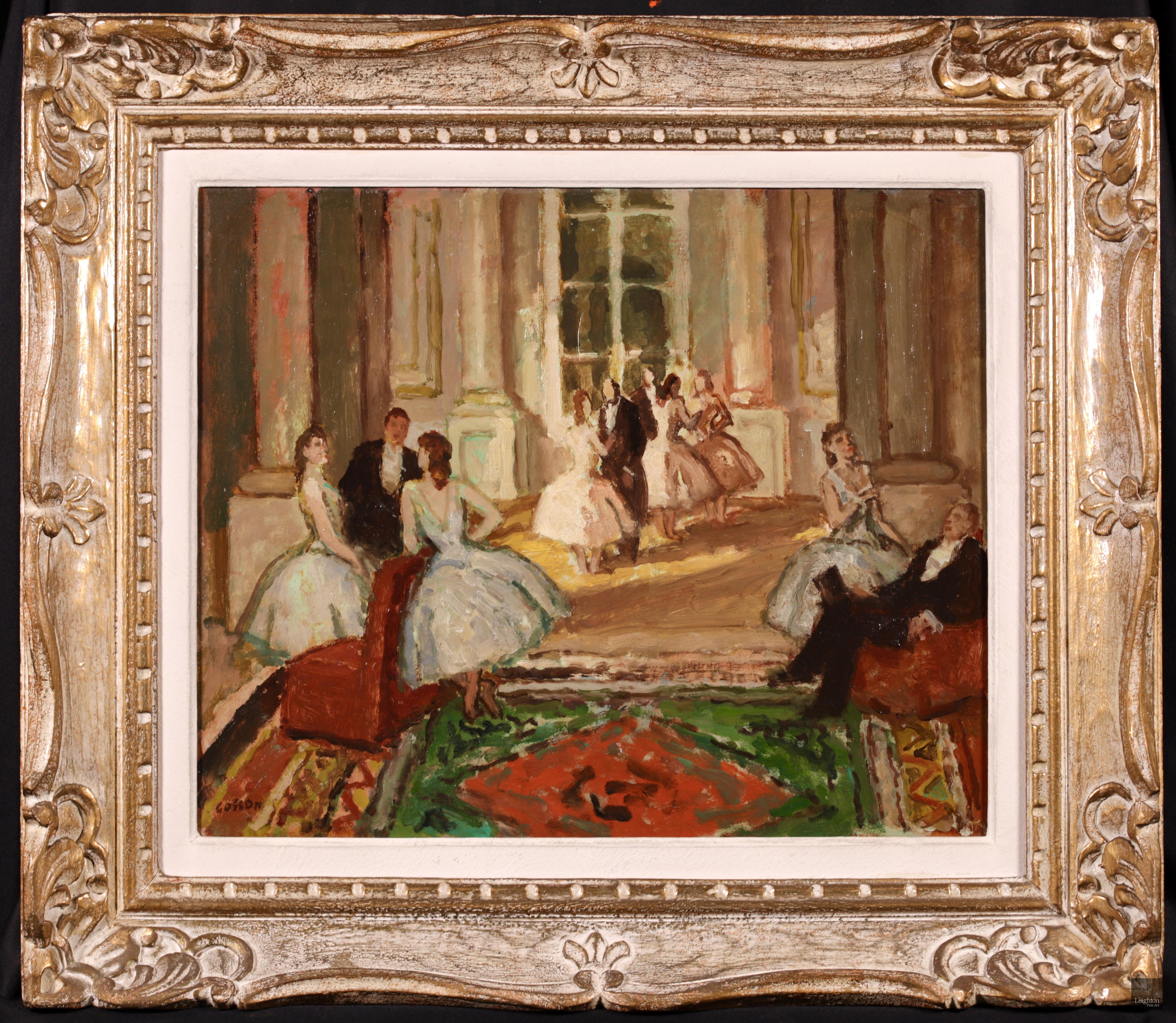 Interior Painting Jean-Louis-Marcel Cosson - Le foyer de l'opéra - Huile post-impressionniste, Figures dans l'intérieur - Marcel Cosson