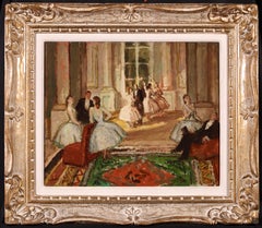 Vintage Le foyer de l'opera -Post Impressionist Oil, Figures in Interior - Marcel Cosson