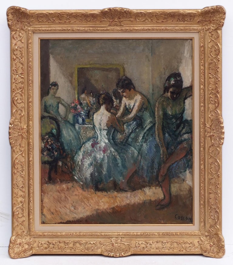 Jean-Louis-Marcel Cosson Figurative Painting - Post-impressionist painting Ballerinas Paris Opera 