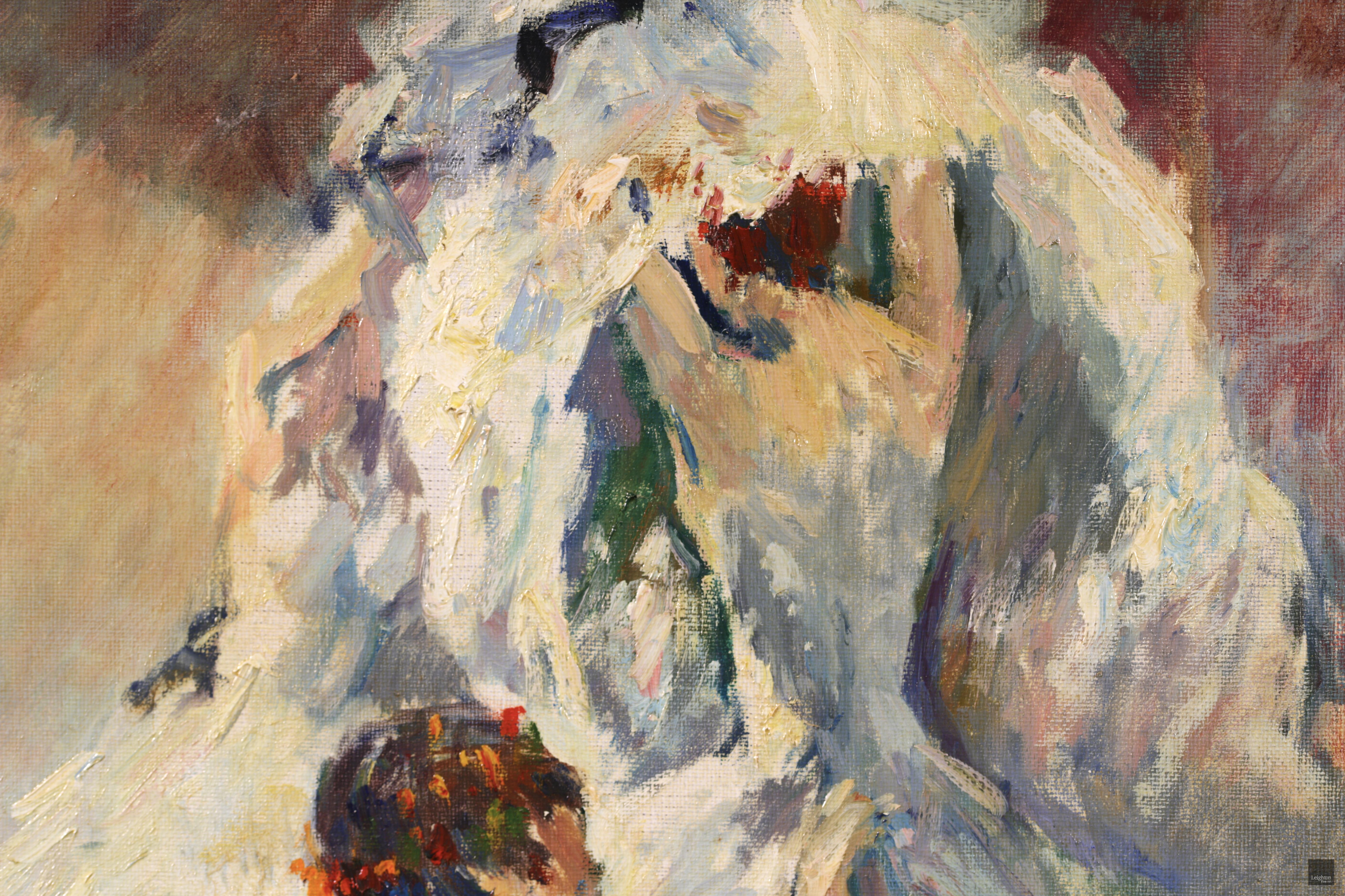 Preparazione per il balletto - Olio figurativo post impressionista di Marcel Cosson 5