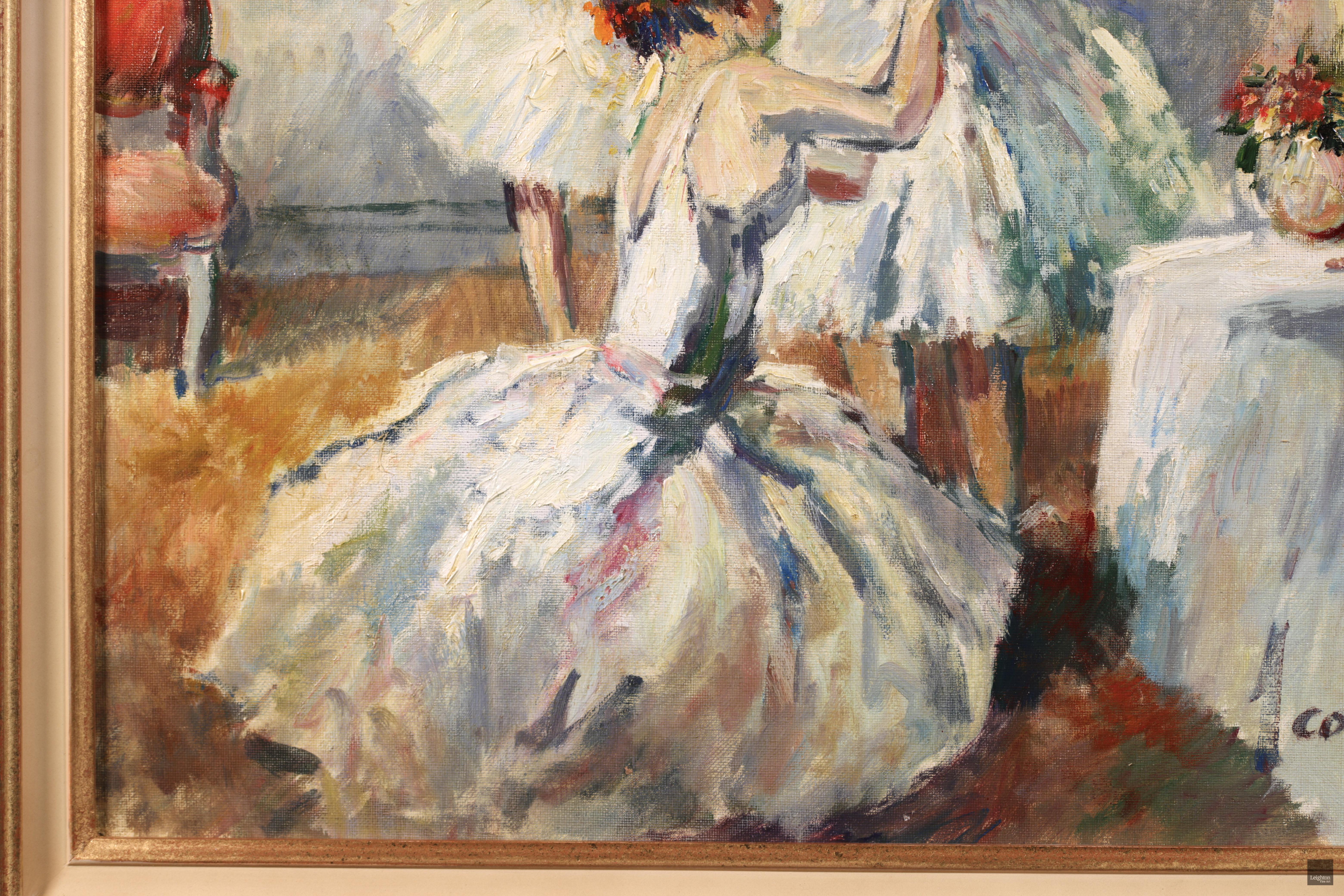 Preparazione per il balletto - Olio figurativo post impressionista di Marcel Cosson 1