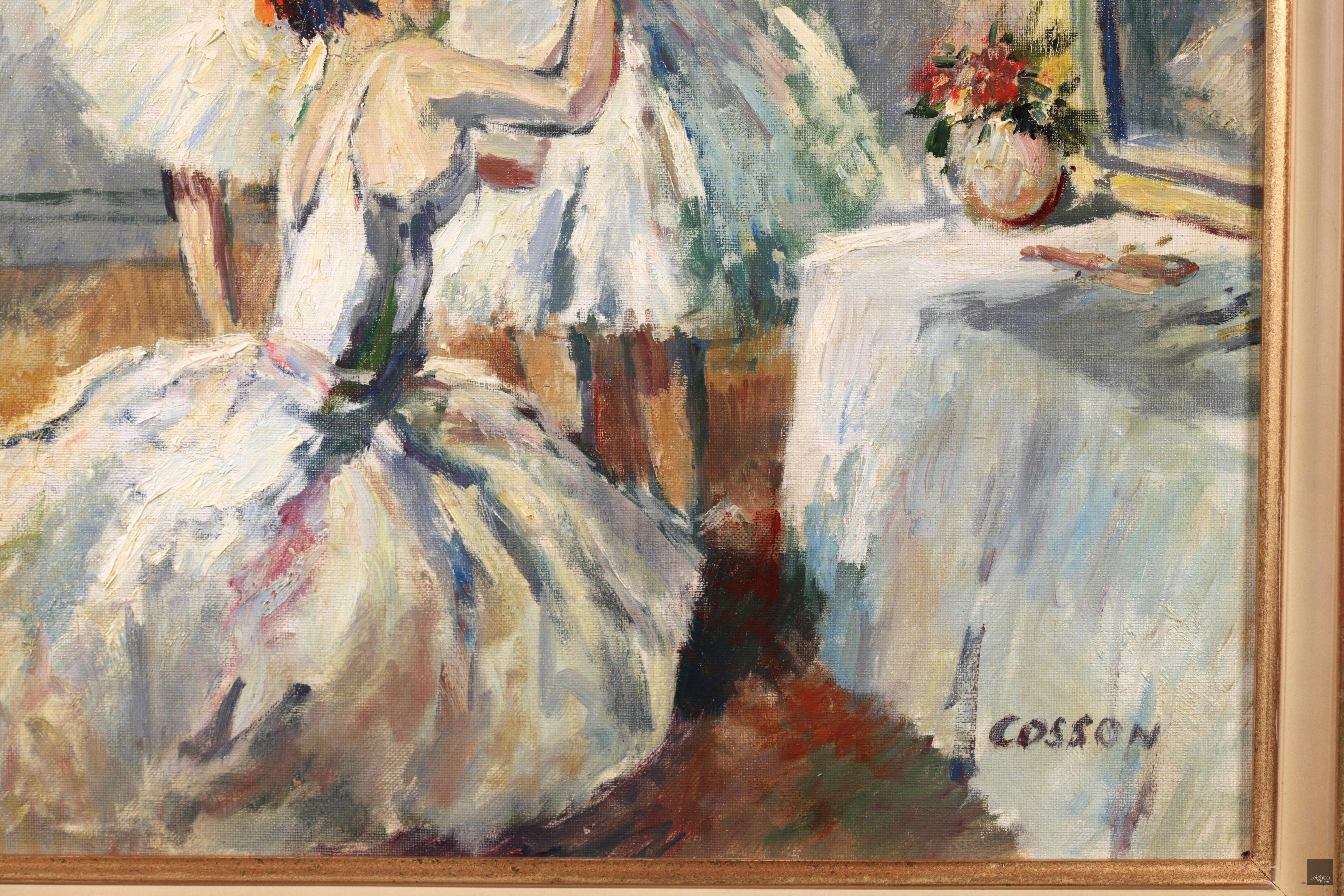Preparazione per il balletto - Olio figurativo post impressionista di Marcel Cosson 2