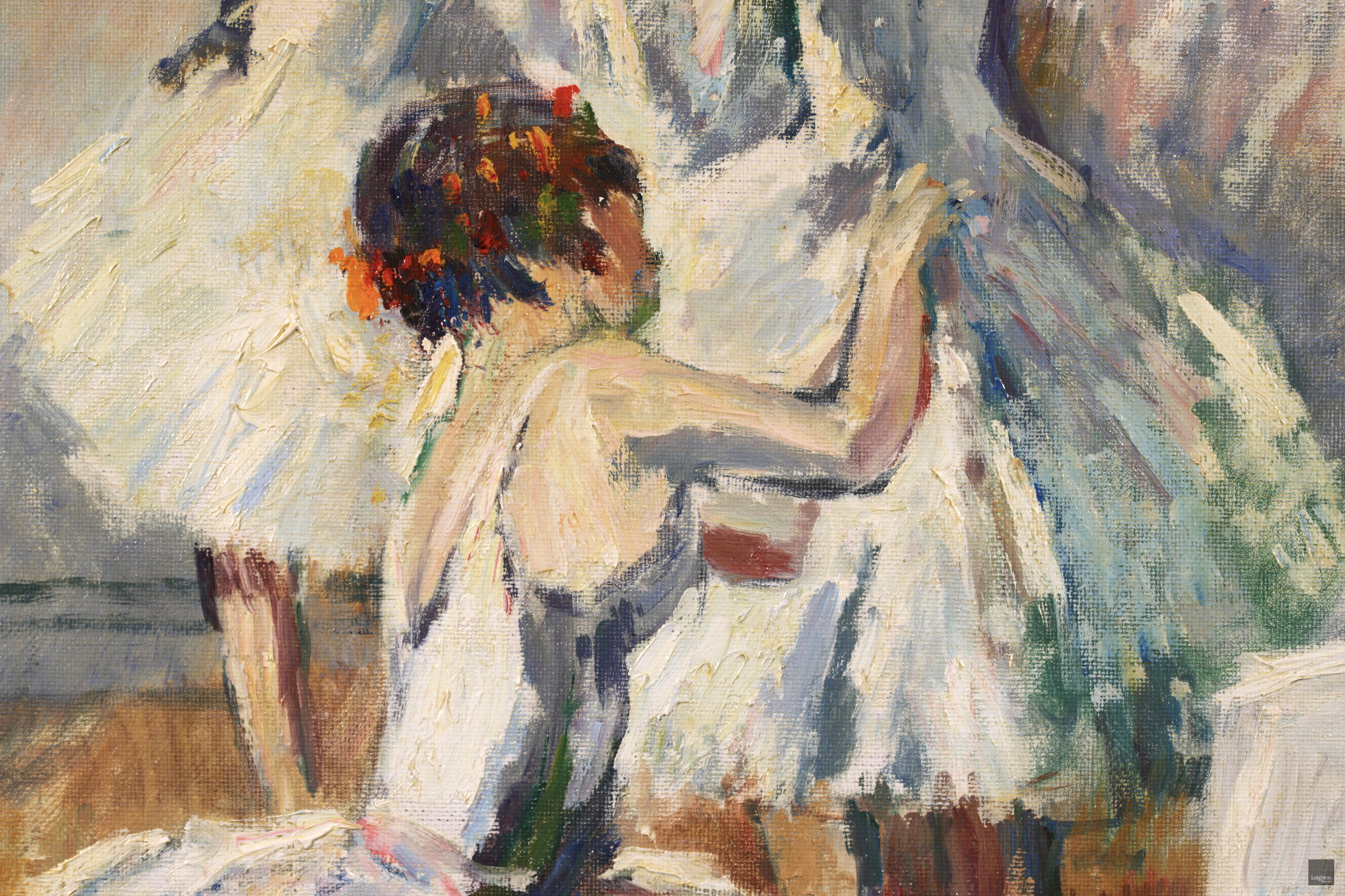 Preparazione per il balletto - Olio figurativo post impressionista di Marcel Cosson 4