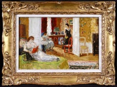 femmes à l'intérieur - Huile figurative post-impressionniste - Jean-Louis-Marcel Cosson