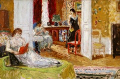 Women in Interior - Post Impressionist Figurative Oil - Jean-Louis-Marcel Cosson