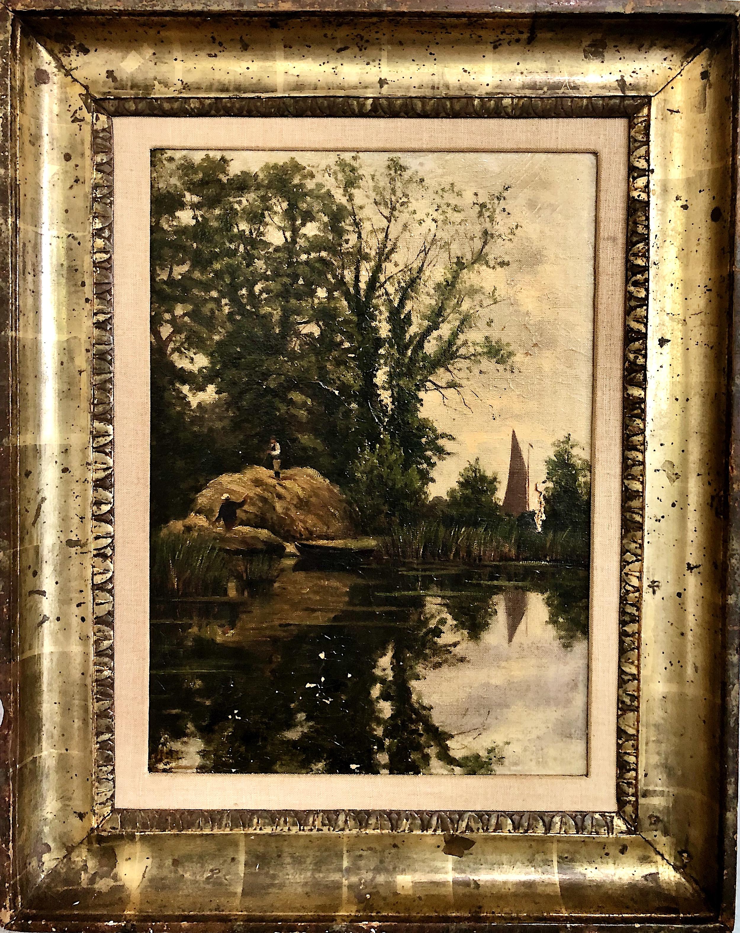 Französische Winterlandschaft an einem Teich