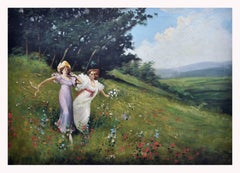 IN THE GARDEN - Italienische Landschaft, figuratives Öl auf Leinwand von Richard
