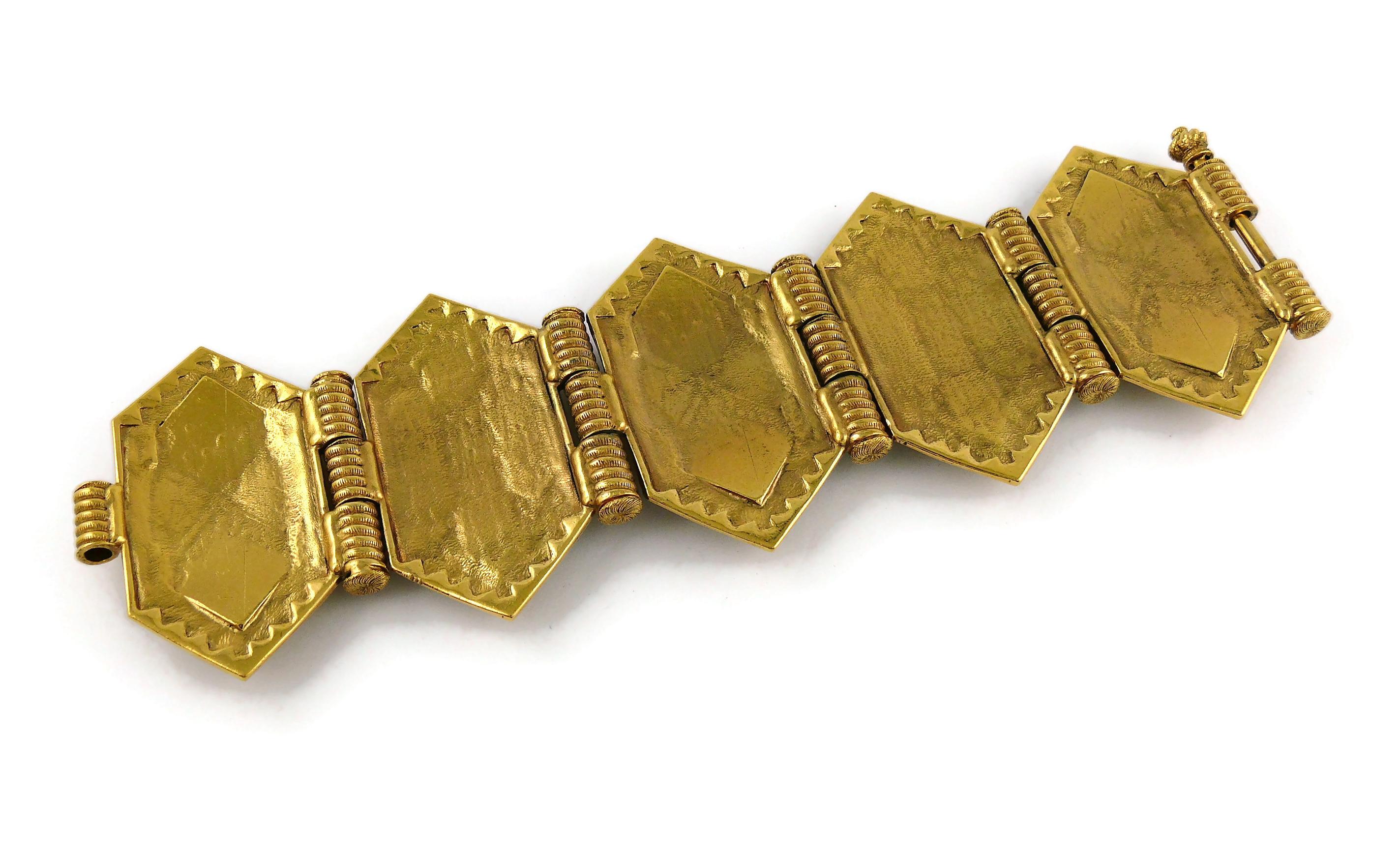 Jean Louis Scherrer (attributed to) Vintage Gold Toned Resin Cabochons Bracelet For Sale 8