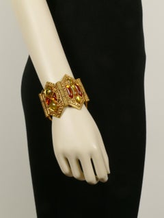 Jean Louis Scherrer (attributed to) Vintage Gold Toned Resin Cabochons Bracelet