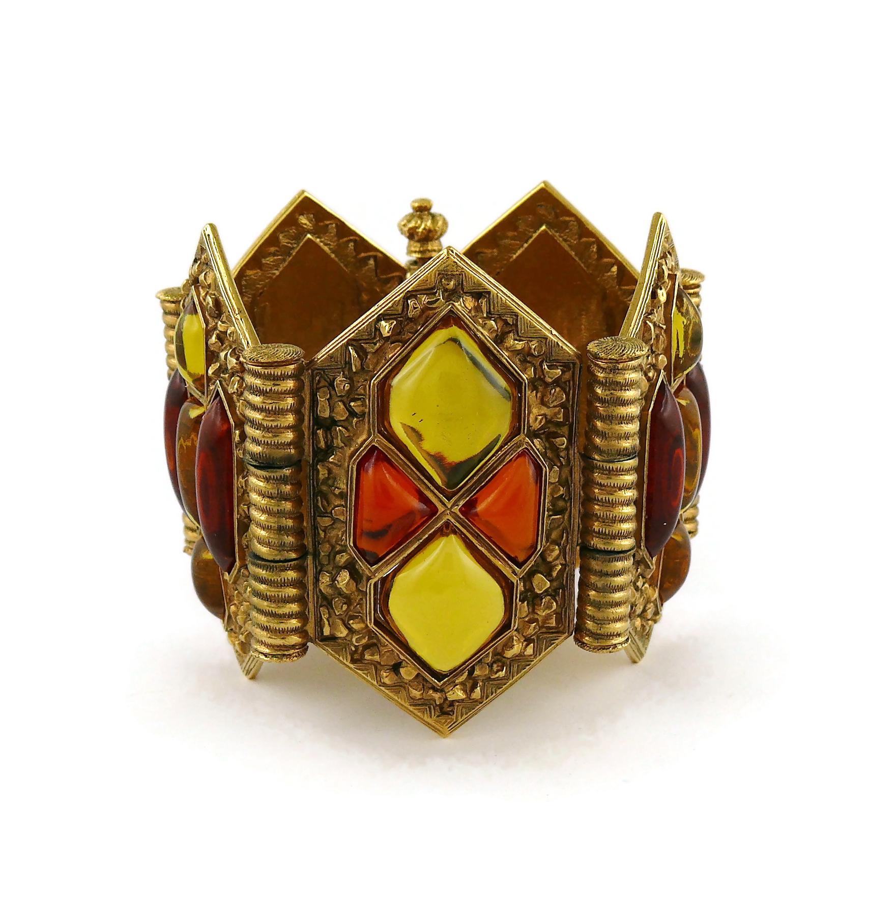 Women's Jean Louis Scherrer (attributed to) Vintage Gold Toned Resin Cabochons Bracelet For Sale