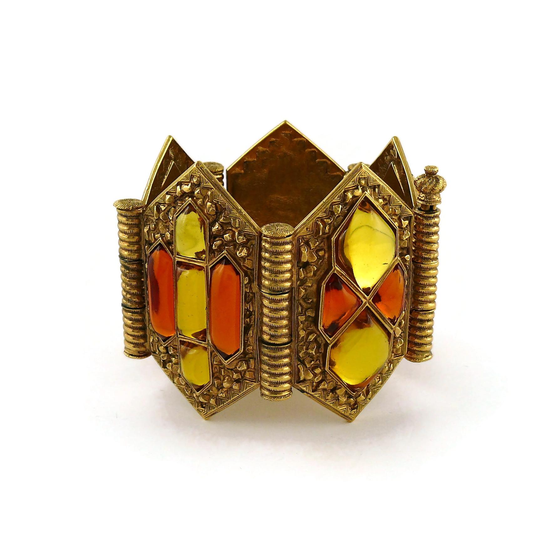Jean Louis Scherrer (attributed to) Vintage Gold Toned Resin Cabochons Bracelet For Sale 1
