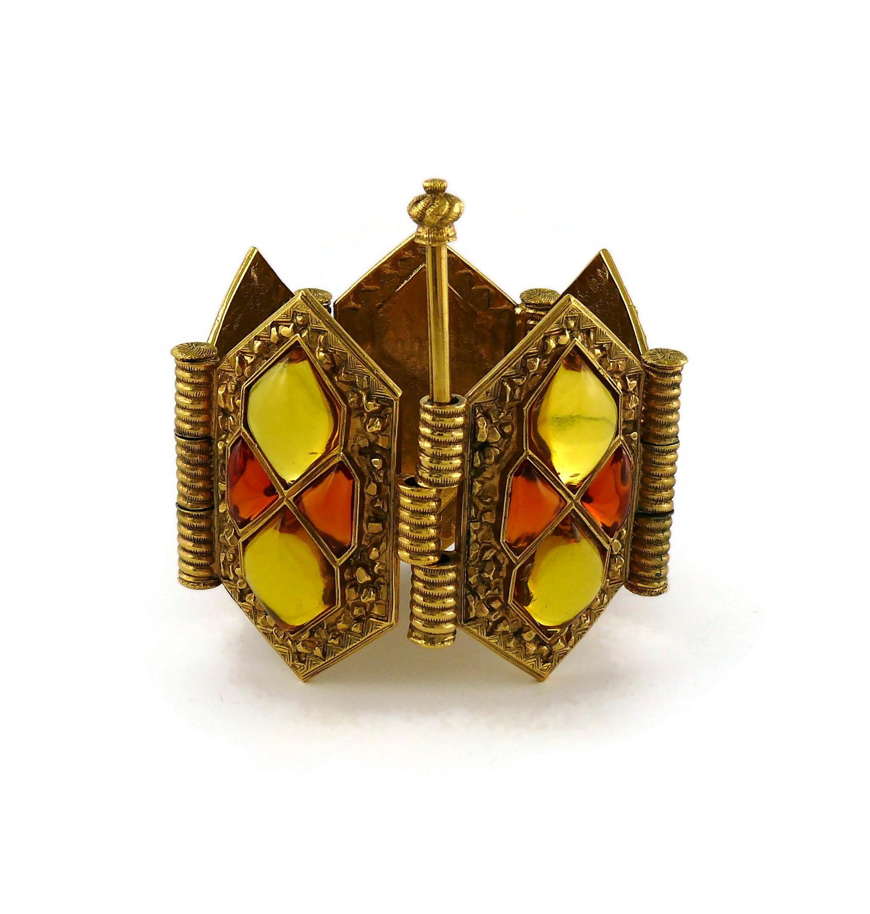 Jean Louis Scherrer (attributed to) Vintage Gold Toned Resin Cabochons Bracelet For Sale 3