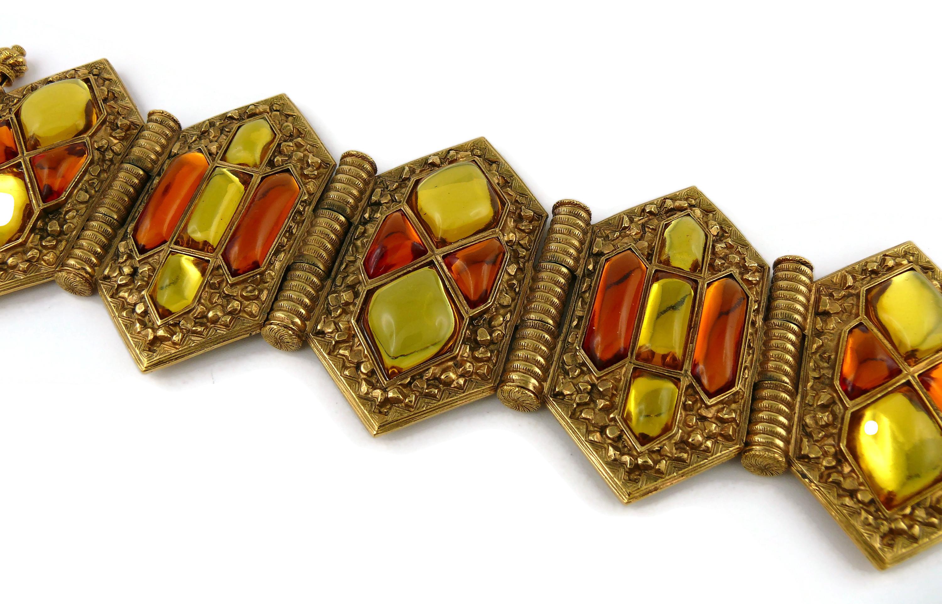 Jean Louis Scherrer (attributed to) Vintage Gold Toned Resin Cabochons Bracelet For Sale 6