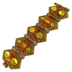 Jean Louis Scherrer (attribué à) Vintage Gold Toned Resin Cabochons Bracelet
