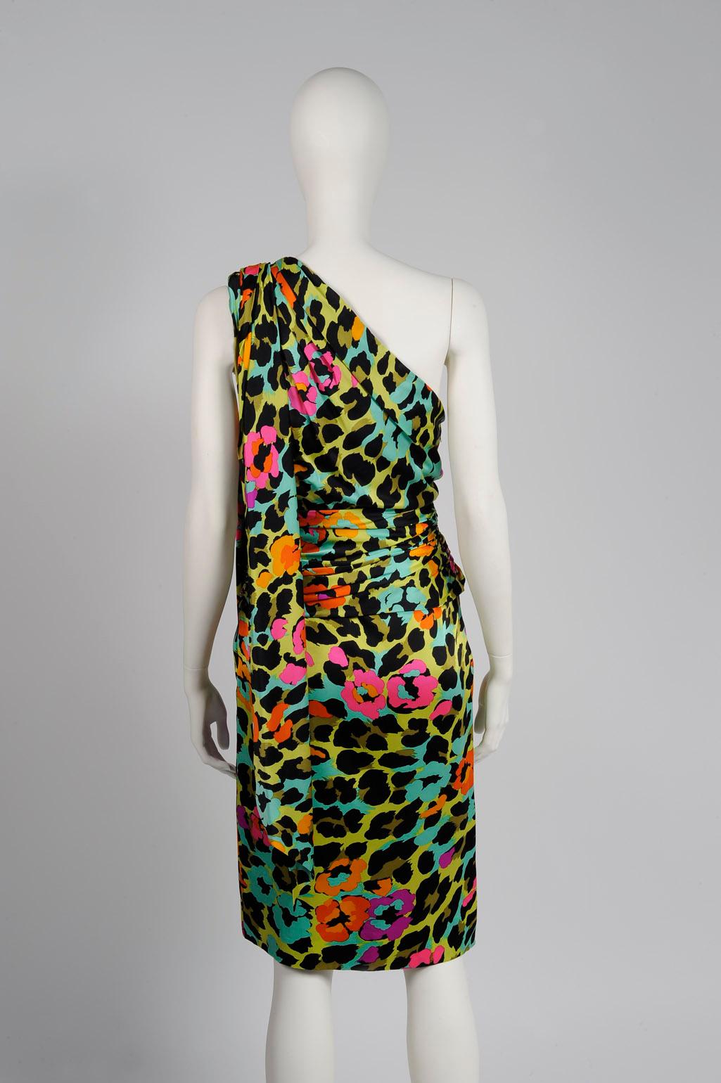 Jean-Louis Scherrer Belted One-Shoulder Cocktail Dress For Sale 2