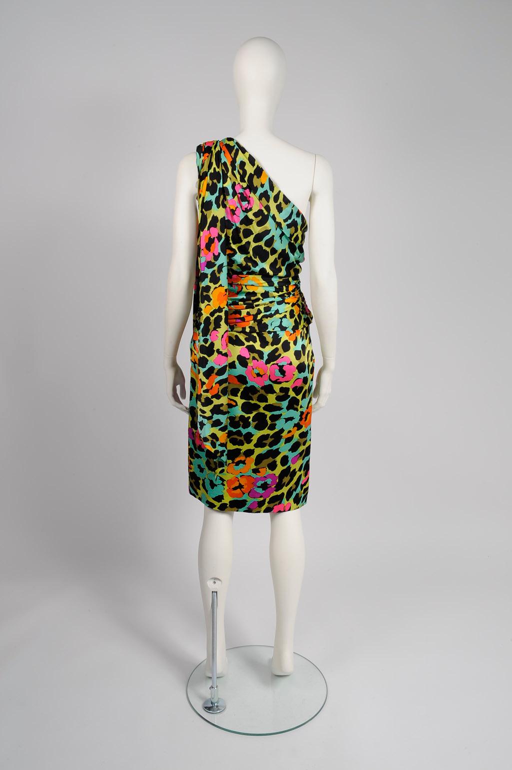 Jean-Louis Scherrer Belted One-Shoulder Cocktail Dress For Sale 1