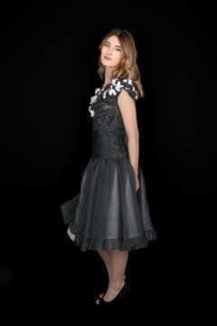 Jean-louis Scherrer Black and White Organza Dress Haute Couture 34FR/36FR