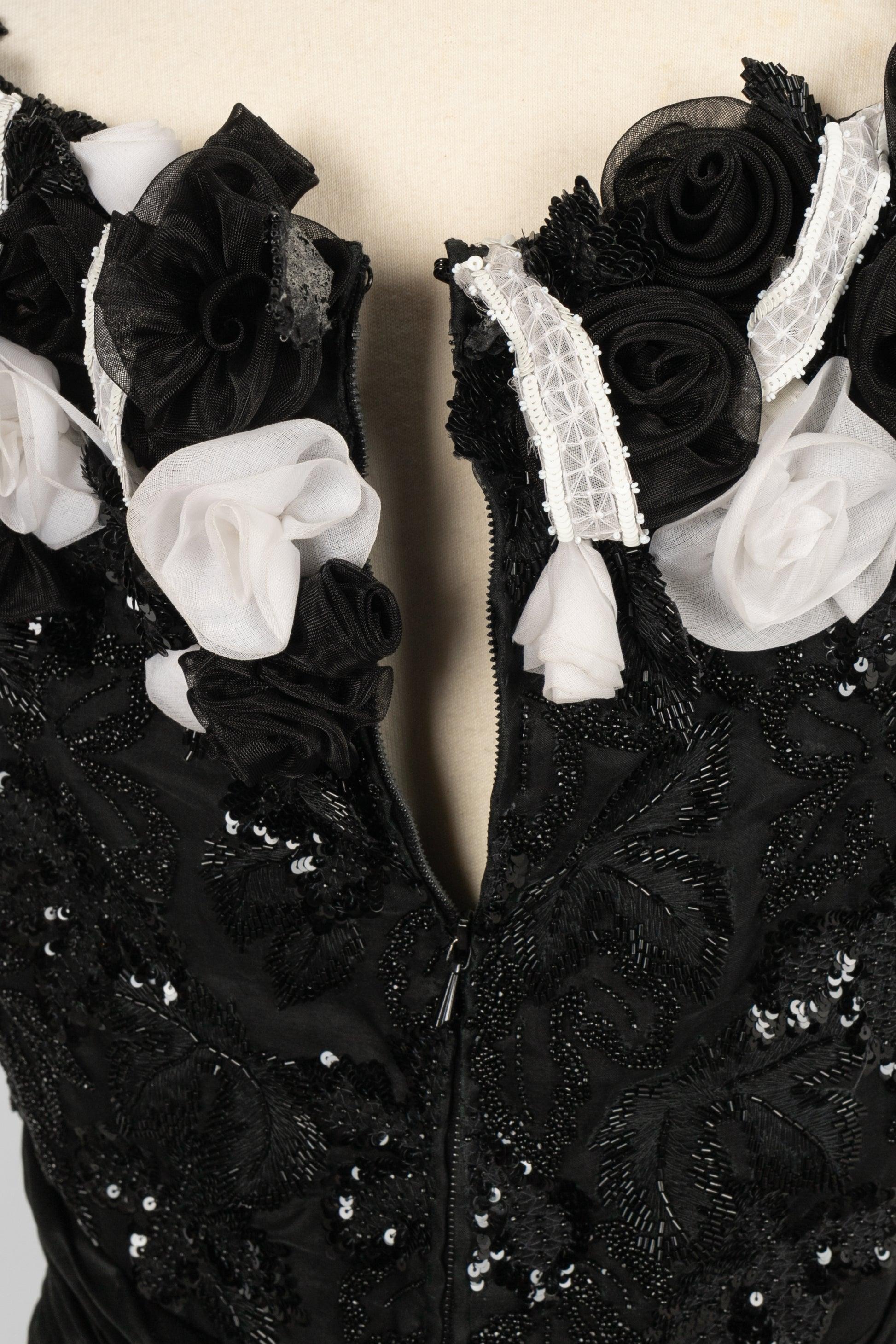 Jean-louis Scherrer Black and White Organza Dress Haute Couture 34FR/36FR For Sale 2