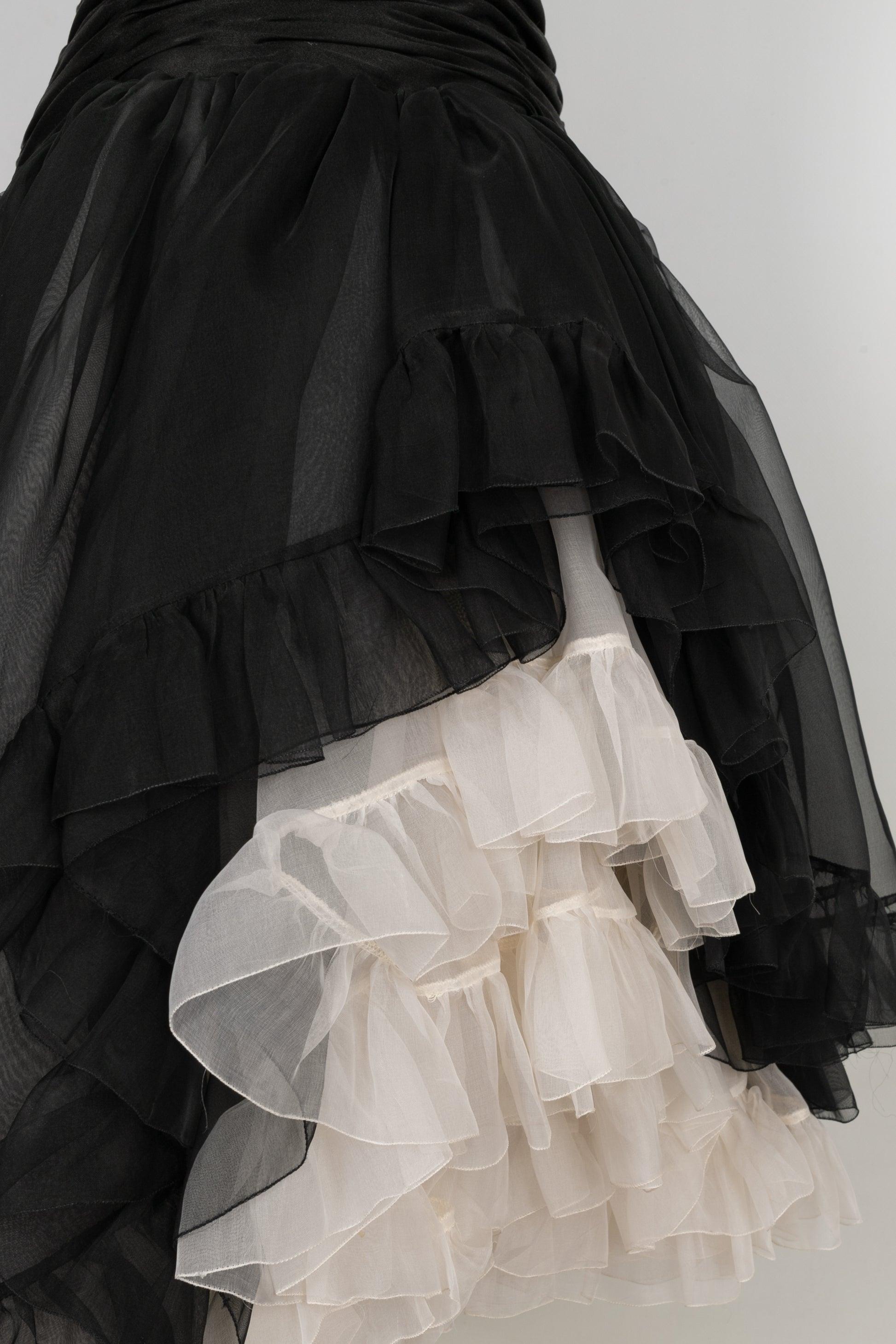 Jean-louis Scherrer Black and White Organza Dress Haute Couture 34FR/36FR For Sale 3