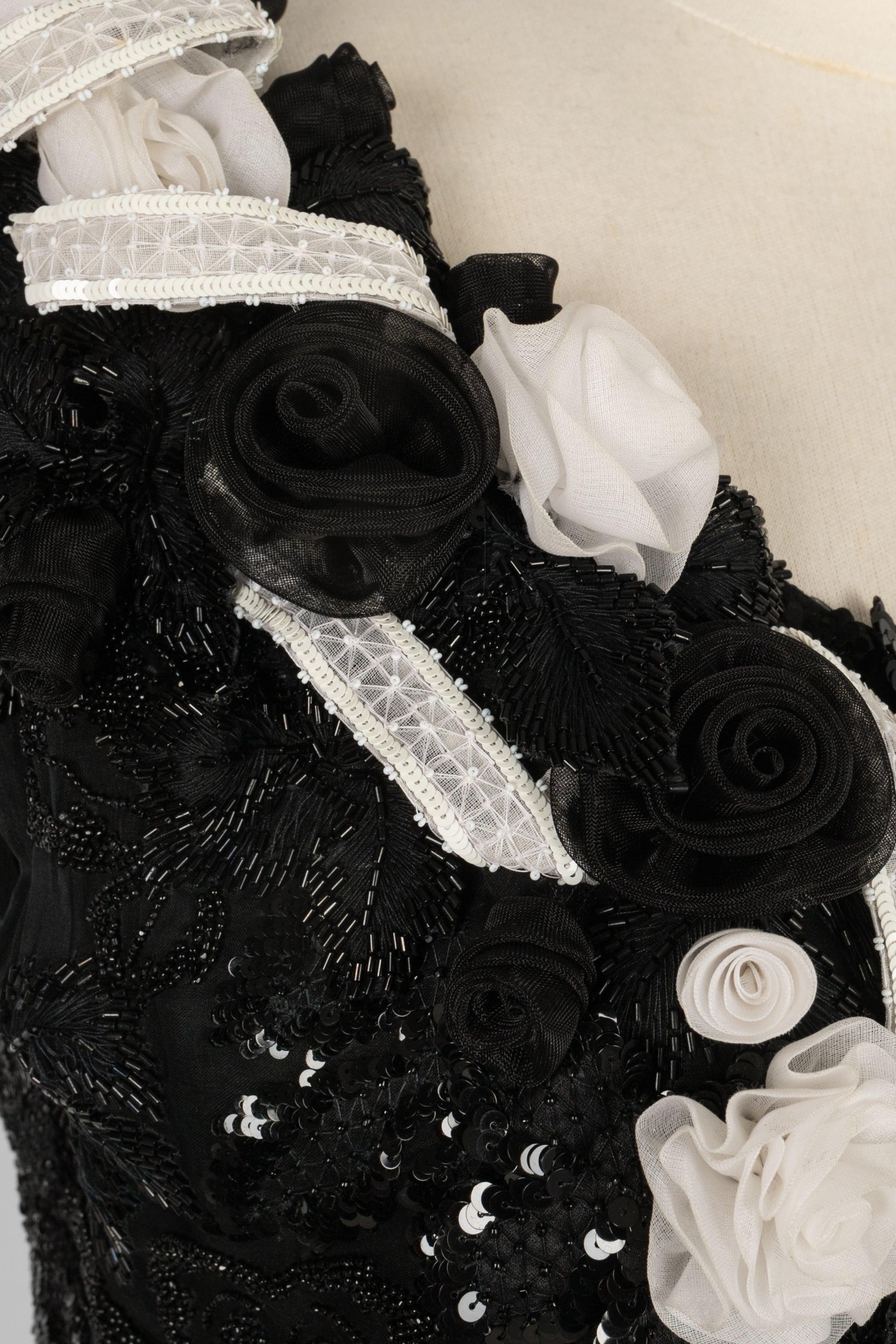 Jean-louis Scherrer Black and White Organza Dress Haute Couture 34FR/36FR For Sale 4