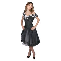 Jean-louis Scherrer Black and White Organza Dress Haute Couture 34FR/36FR