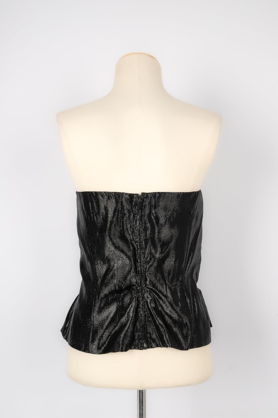 Noir Jean Louis Scherrer Top bustier noir à effet métallisé en vente