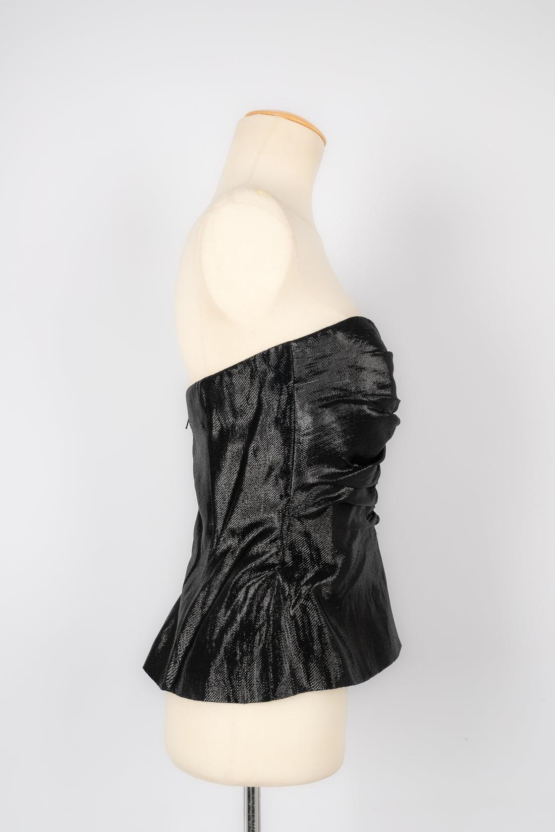 Jean Louis Scherrer Top bustier noir à effet métallisé Excellent état - En vente à SAINT-OUEN-SUR-SEINE, FR