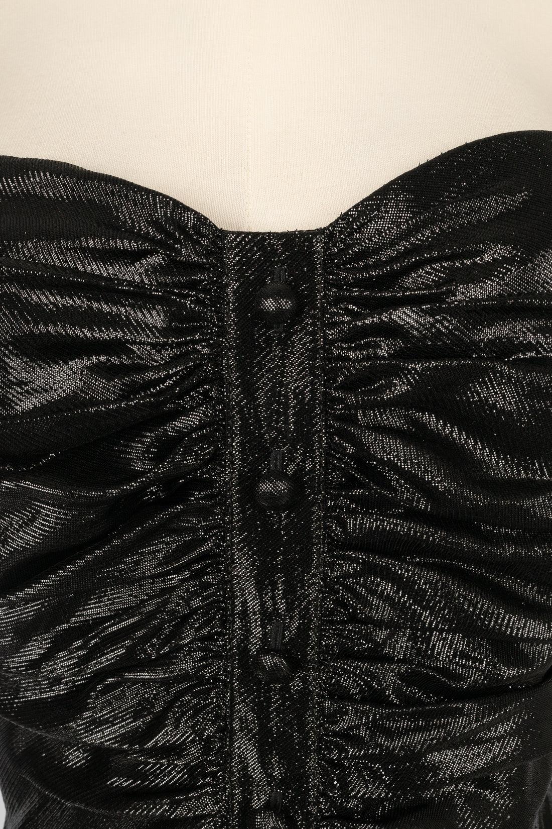Jean Louis Scherrer Top bustier noir à effet métallisé Pour femmes en vente