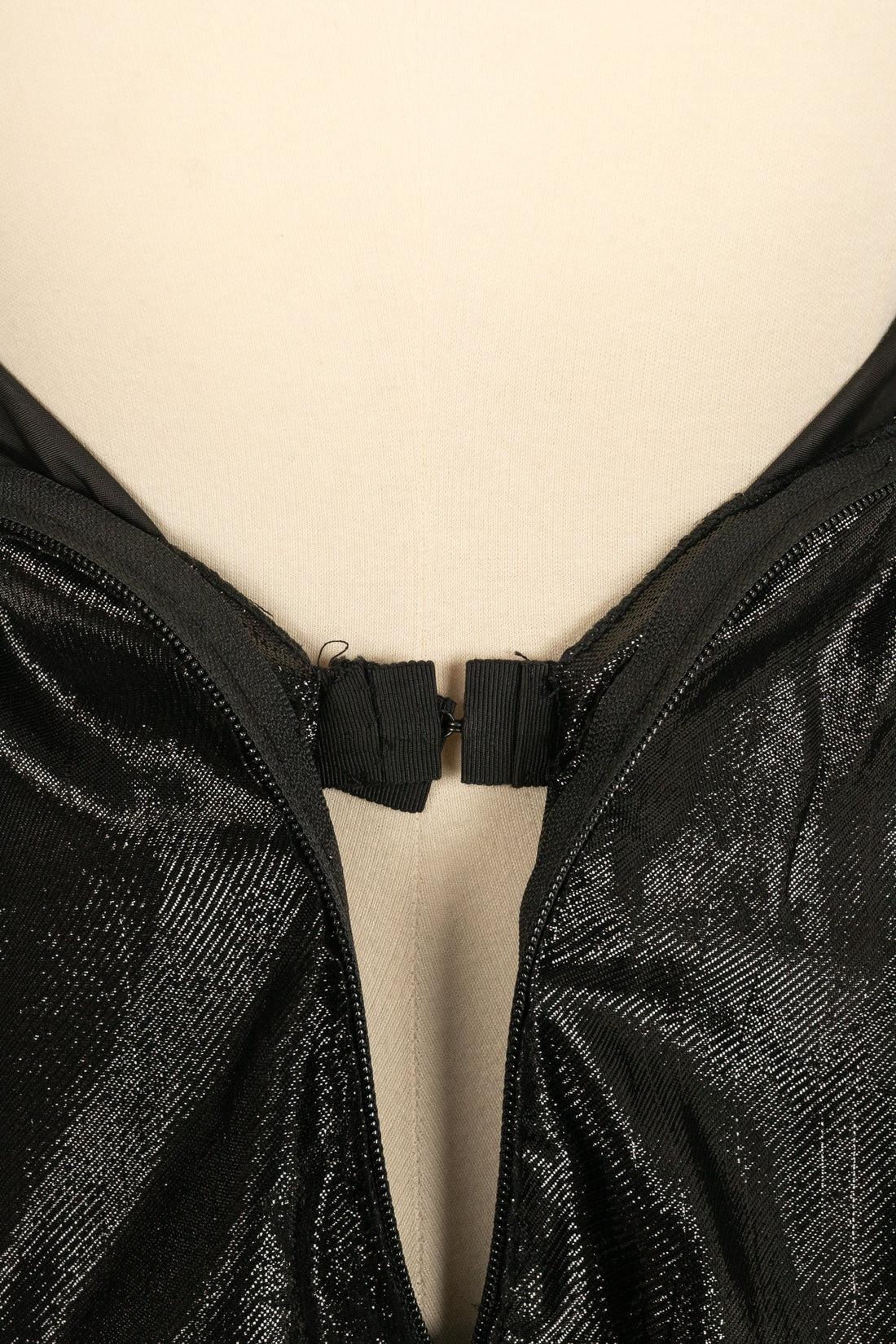 Jean Louis Scherrer Top bustier noir à effet métallisé en vente 1