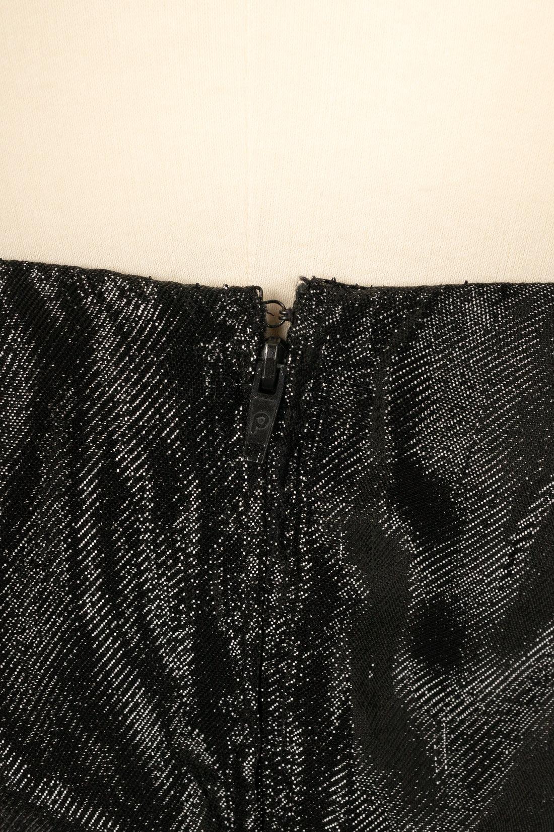Jean Louis Scherrer Top bustier noir à effet métallisé en vente 2