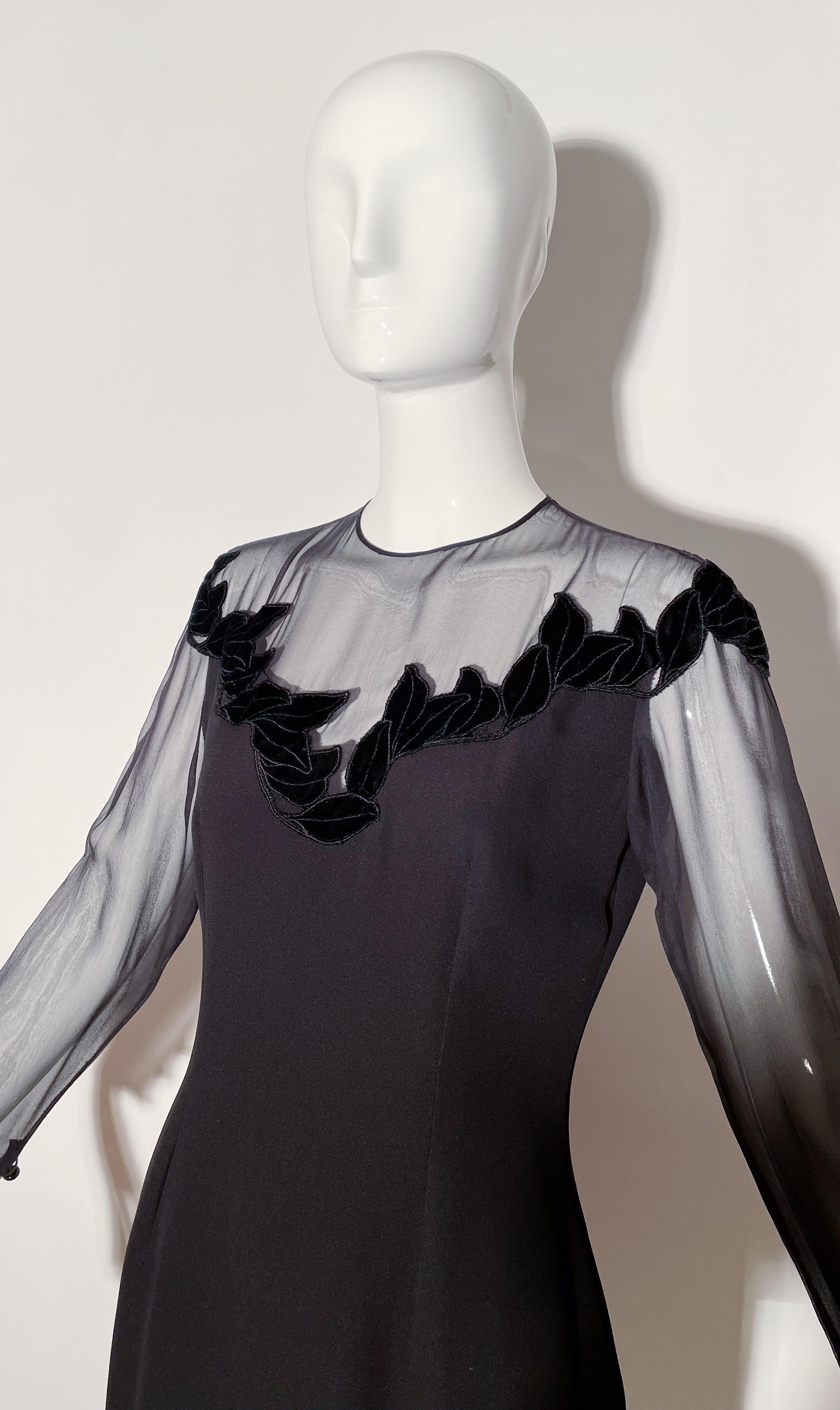 Jean Louis Scherrer Black Mesh Cocktail Dress  In Excellent Condition For Sale In Los Angeles, CA