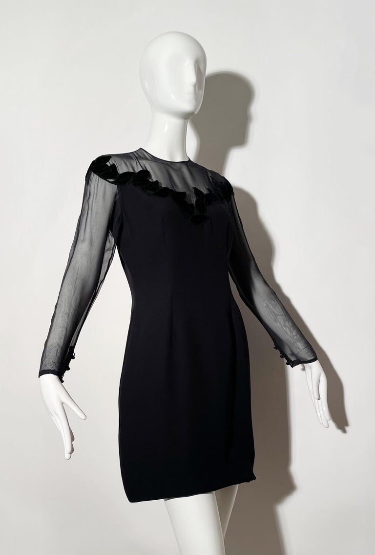 Women's Jean Louis Scherrer Black Mesh Cocktail Dress  For Sale