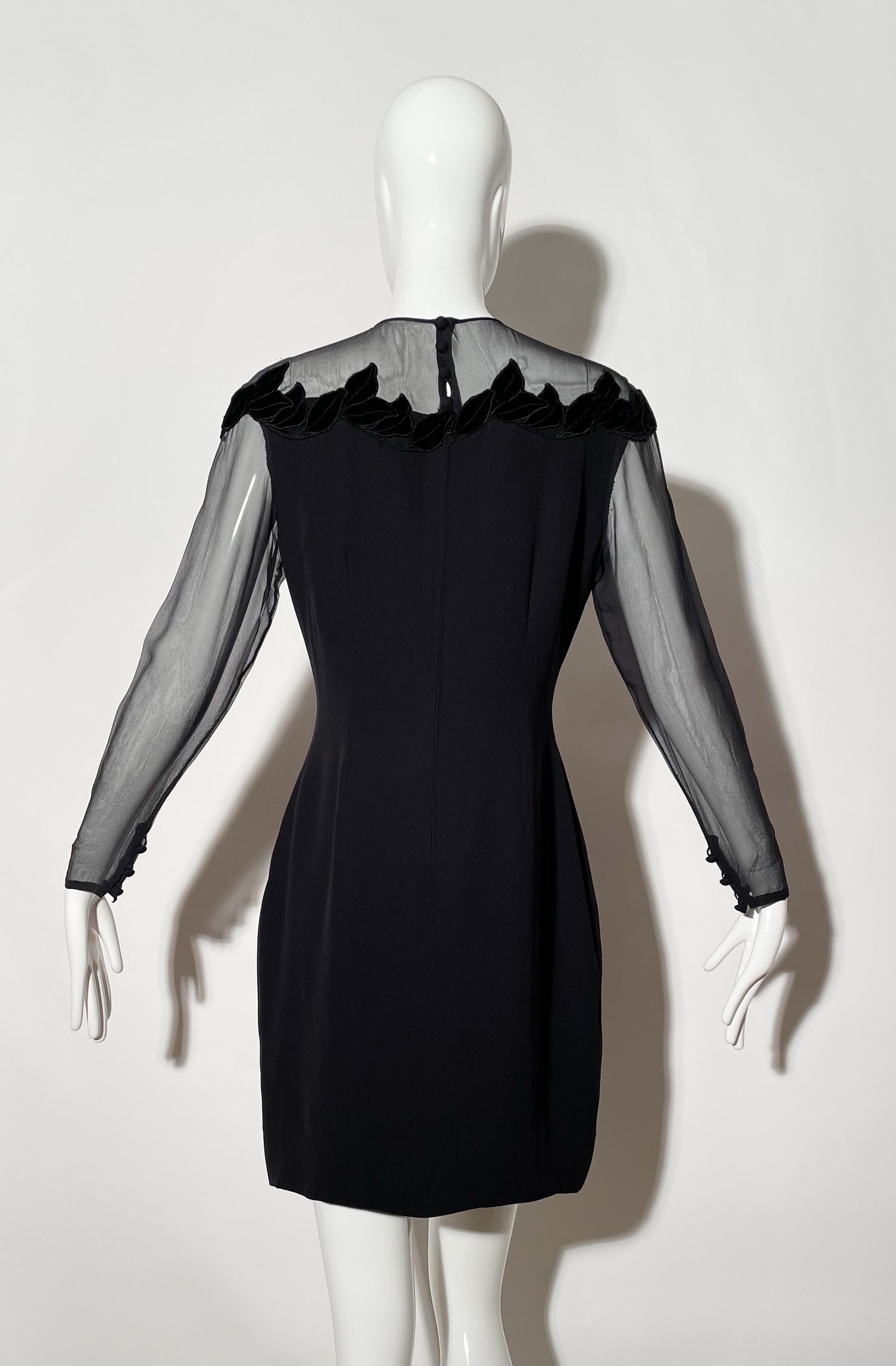 Jean Louis Scherrer Black Mesh Cocktail Dress  For Sale 2