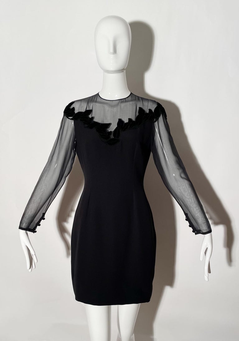 Jean Louis Scherrer Black Mesh Cocktail Dress  For Sale 5