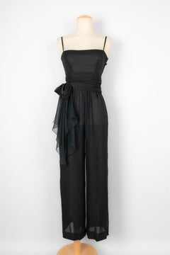 Jean-Louis Scherrer Black Muslin Jumpsuit Haute Couture