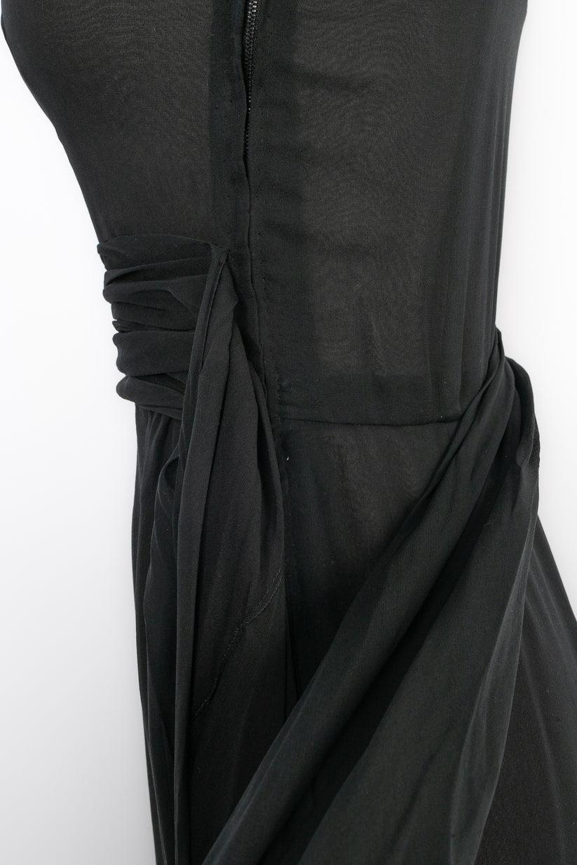 Jean-Louis Scherrer Black Muslin Jumpsuit Haute Couture For Sale 5