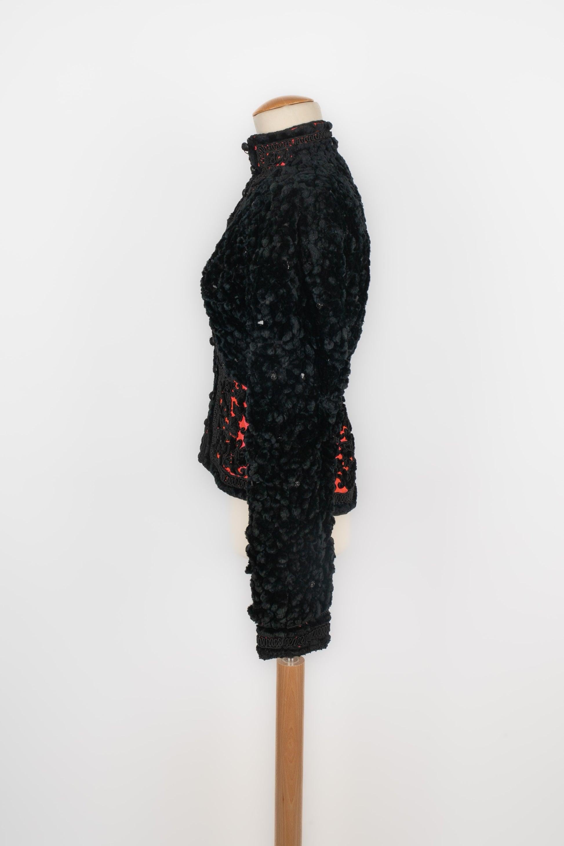 Women's Jean-louis Scherrer Black Trimming Long-sleeved Jacket For Sale