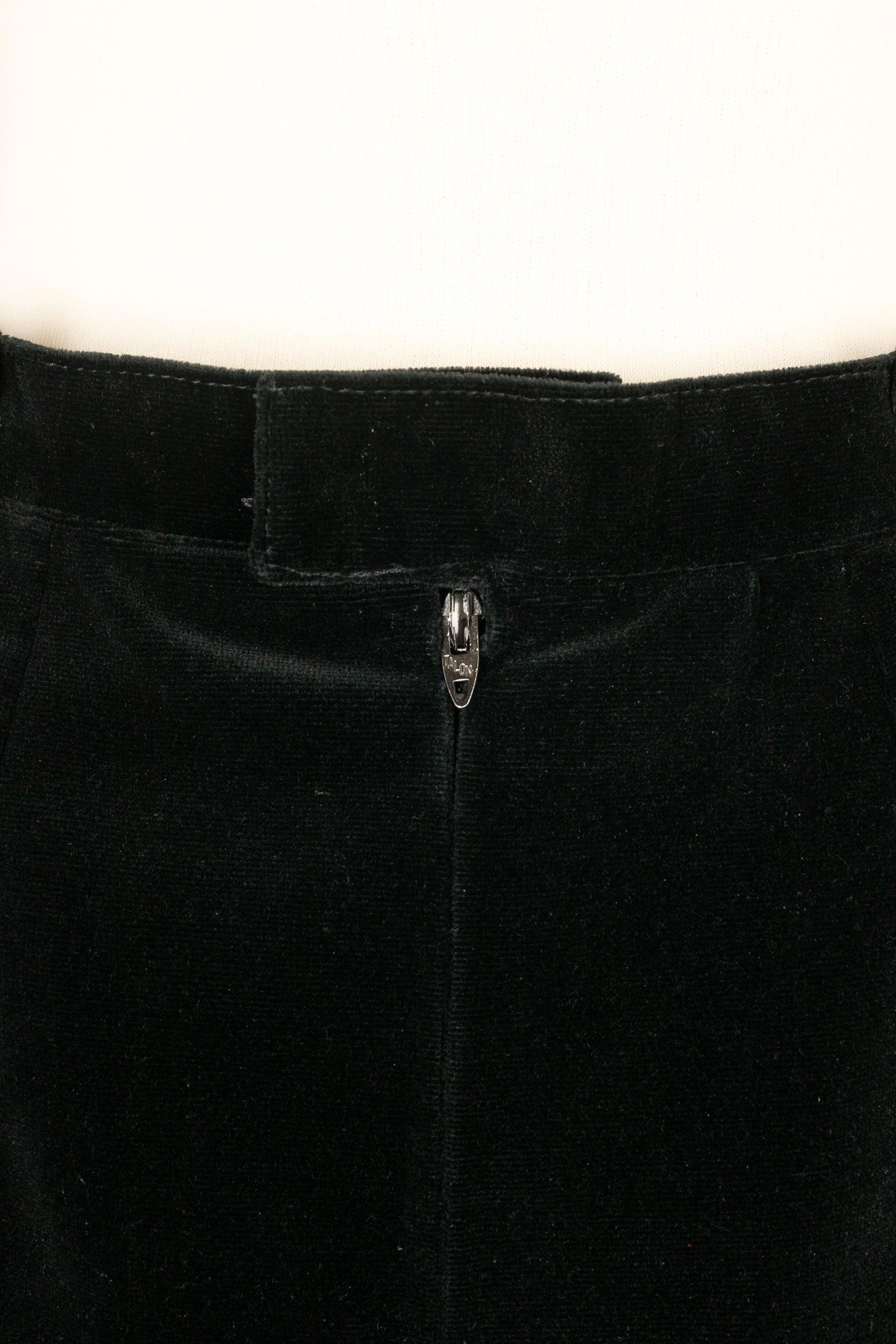 Jean-Louis Scherrer Black Velvet Skirt For Sale 1