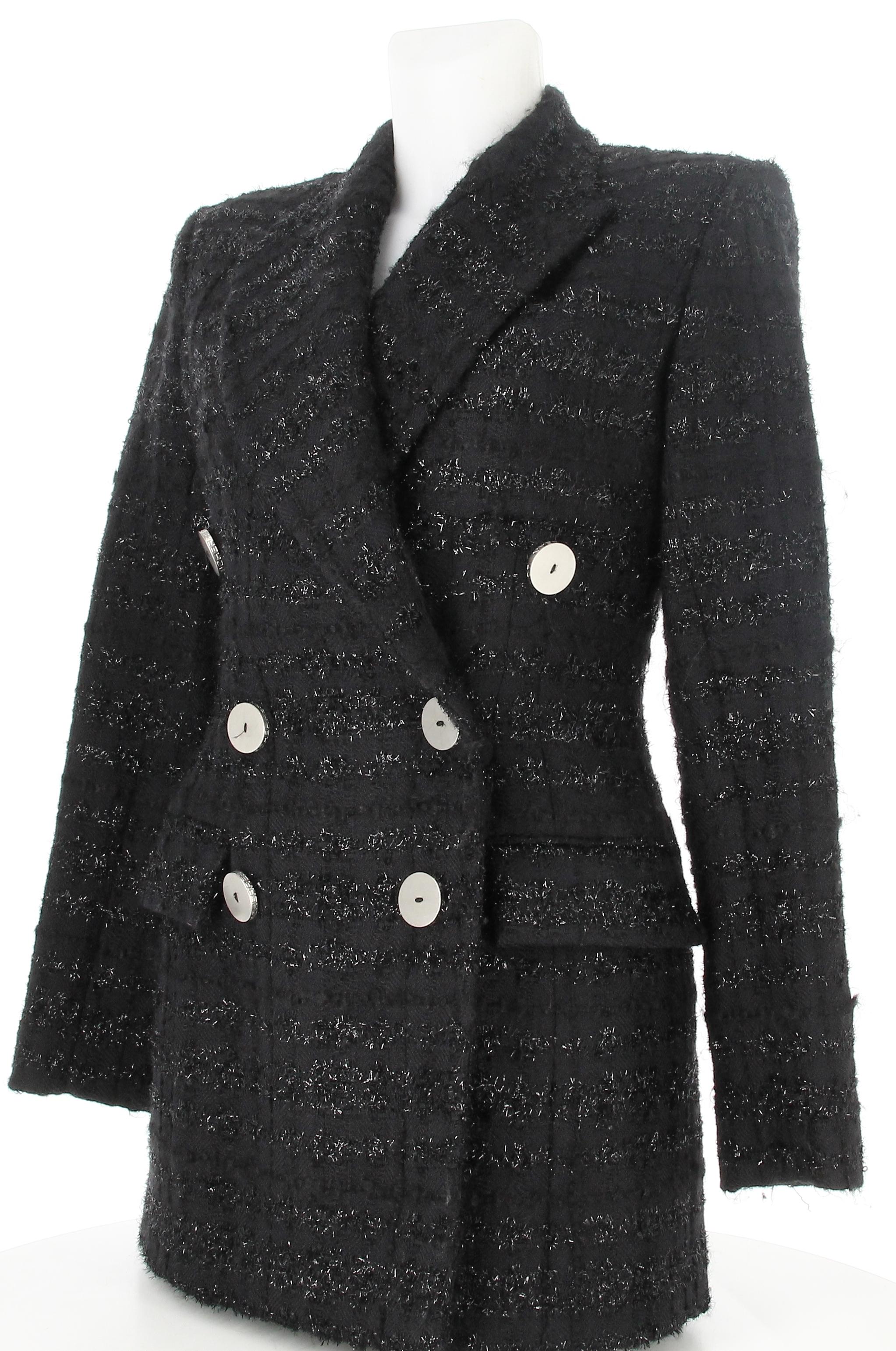 Jean-Louis Scherrer Black Viscose Wool Tailored Jacket In Good Condition For Sale In PARIS, FR