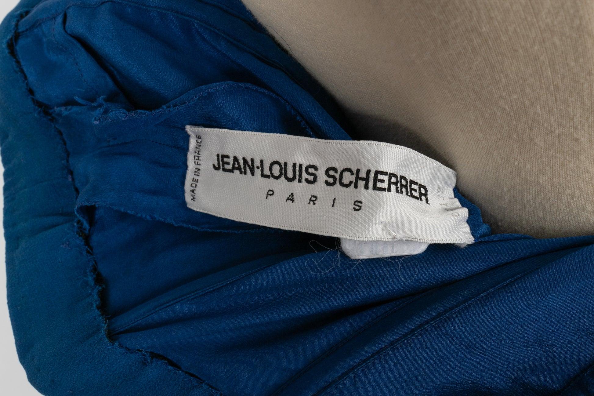 Jean-louis Scherrer Blue Crepe Strapless Dress Haute Couture 36FR For Sale 5