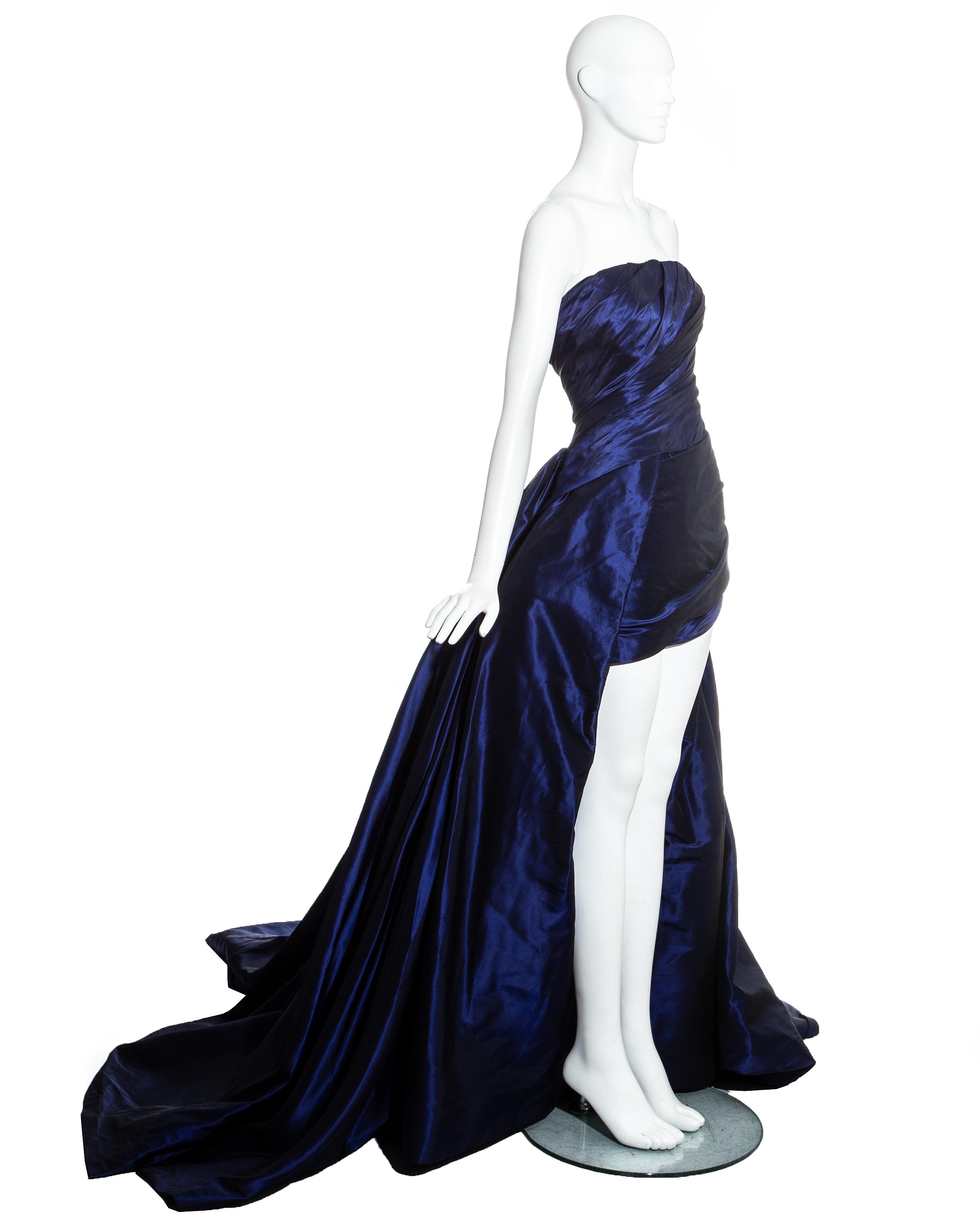 blue taffeta gown